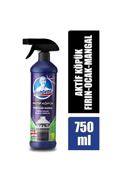 Highgenic Aktif Köpük Fırın Ocak Mangal Temizleyici 750ml ürün görseli 1