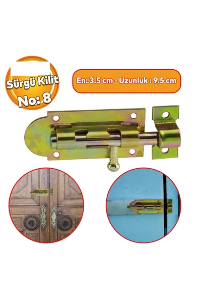 Sürgü Kilit No:8 Kilit Ahşap Pvc Demir Kapı Pencere Sürgüsü Emniyet Kilidi Sürgülü ürün görseli 1