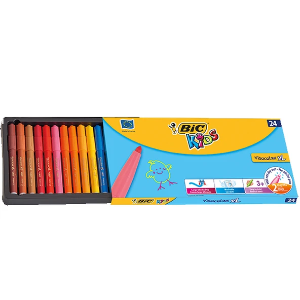 Bic Keçeli Boya Kalemi Visa Jumbo Yıkanabilir 24 Renk 965209 ürün görseli 1