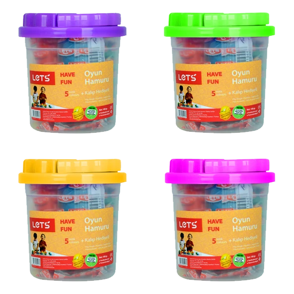 Lets Oyun Hamuru Kalıp Hediyeli 100 GR 5 Renk  (1 kutu fiyatıdır)L8100 ürün görseli 1