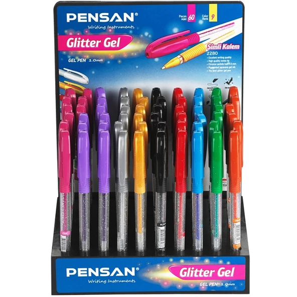Pensan Tükenmez Kalem Jel Simli 1.0 MM (60 LI) Renkli Stand 2280 ürün görseli 1