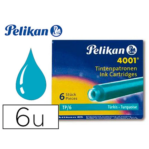 Pelikan Dolma Kalem Kartuşu Küçük Turkuvaz 6 LI 4001 ürün görseli 1