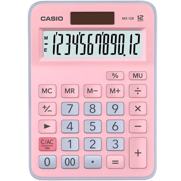 Casio Hesap Makinesi Masaüstü 12 Hane Açık Pembe+Açık Mavi l MX-12B-PKLB ürün görseli 1