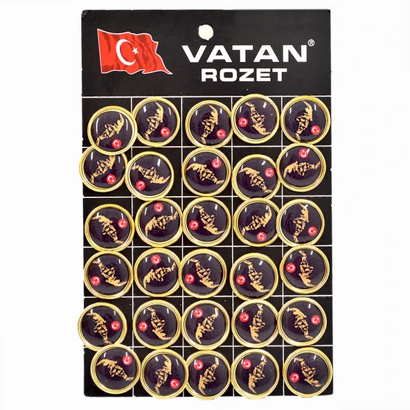 Vatan Rozet Atalı Siyah Baskı Yuvarlak VT620 (30 lu) ürün görseli 1