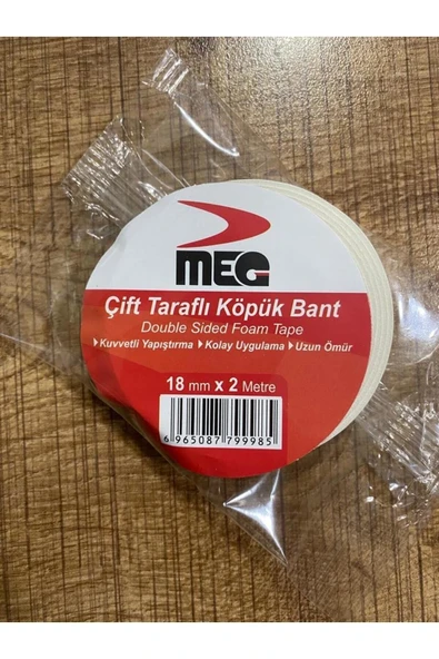 Çift Taraflı Köpük Bant 18mm x 2mt Hızlı Yapıştırıcı ürün görseli 1