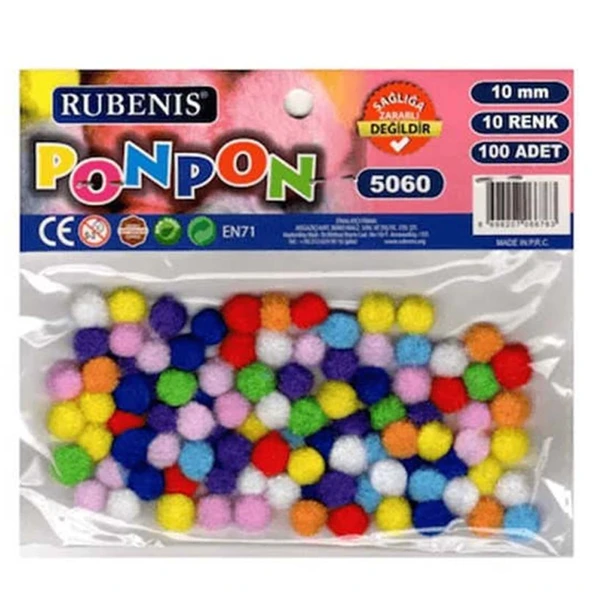 Rubenis Pon Pon 10 MM 10 Renk Karşk 100 Lü 5060 ürün görseli 1