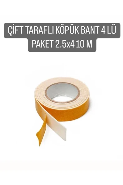 Süper Güçlü Çift Taraflı Bant 4 Adet 4x2.5 10 M Çift Taraflı Köpük Bant Renk Farklılık Gösterebilir ürün görseli 1