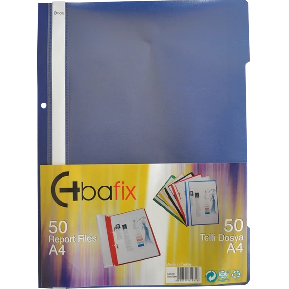 Bafix Telli Dosya Plastik XL Lacivert A4 (50 li) ürün görseli 1