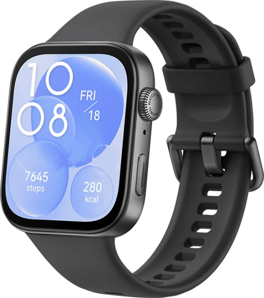HUAWEI WATCH FİT 3 / SİYAH  KAUÇUK KORDON   / 2 YIL GARANTİLİ ürün görseli 1