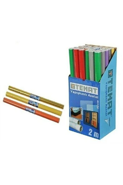 Temat Asetat Yapışkanlı Rulo 30-LU 45 CM x 2 MT Renkli 92365 ürün görseli 1