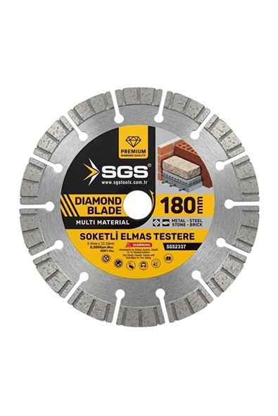 SGS2337 SOKETLİ ELMAS TESTERE MULTİ MATERİAL (180MM ) (BETON,TAŞ TUĞLA, METAL VE KESİCİ) ürün görseli 1