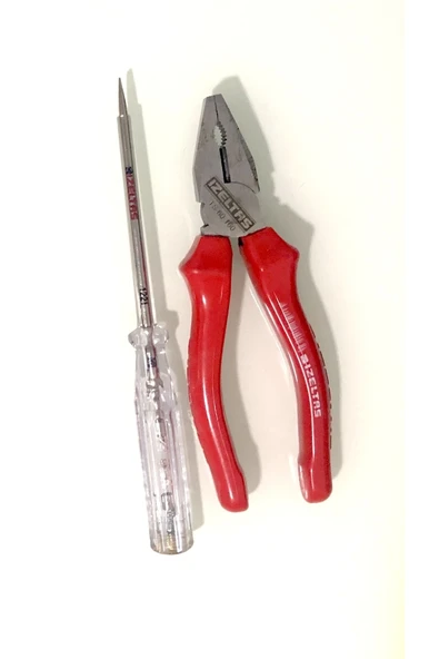 Izeltaş Pense + Kontrol Kalemi Düz Uçlu 190mm 2 Li Set ürün görseli 1