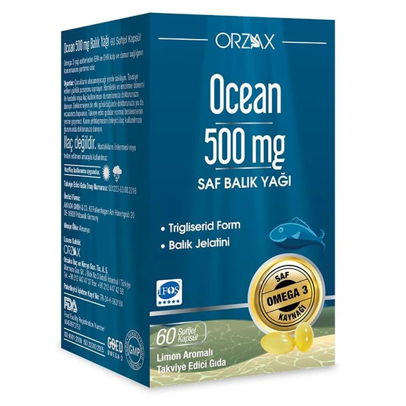 Orzax Ocean Balık Yağı 500mg 60 Kapsül ürün görseli 1