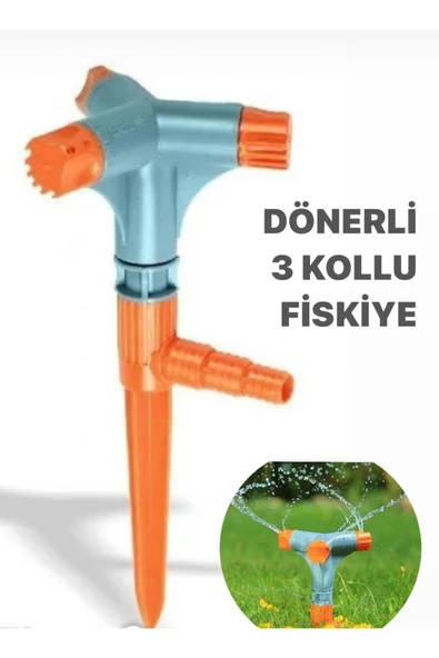 BAHÇE ÇİM SULAMA 3 KOLLU DÖNERLİ SAPLAMALI FİSKİYE ürün görseli 1
