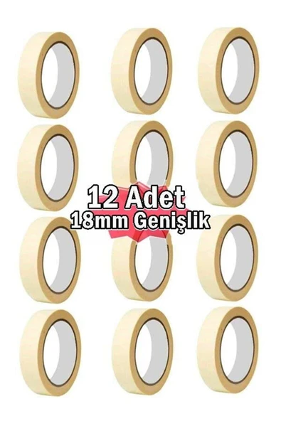 18mm X 25 Mt 12 Adet Kağıt Maskeleme Bandı ürün görseli 1
