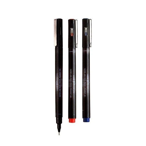 Uni-Ball Çizim Kalemi (12 adet) Akrilik Uçlu Fine Line Pin 0.3 MM Mavi PIN 03-200(M) ürün görseli 1