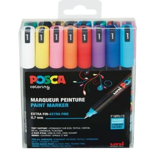 Uni-Ball Posca 0.7 Su Bazlı Boyama Markörü 16 lı - Resim 2