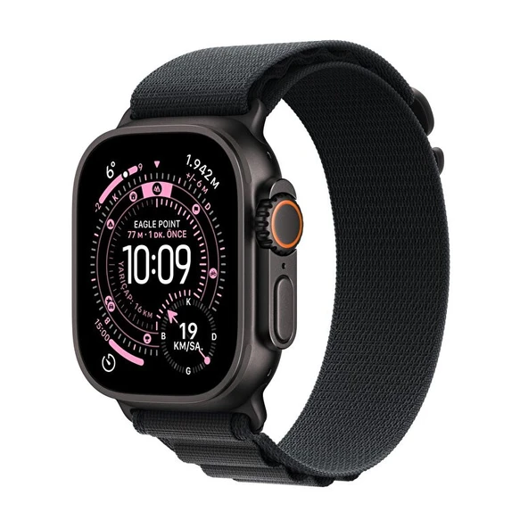 Apple Watch Ultra 3 GPS + Cellular, 49 mm Siyah Titanyum Kasa ve Siyah Alpine Loop - Küçük Boy ürün görseli 1