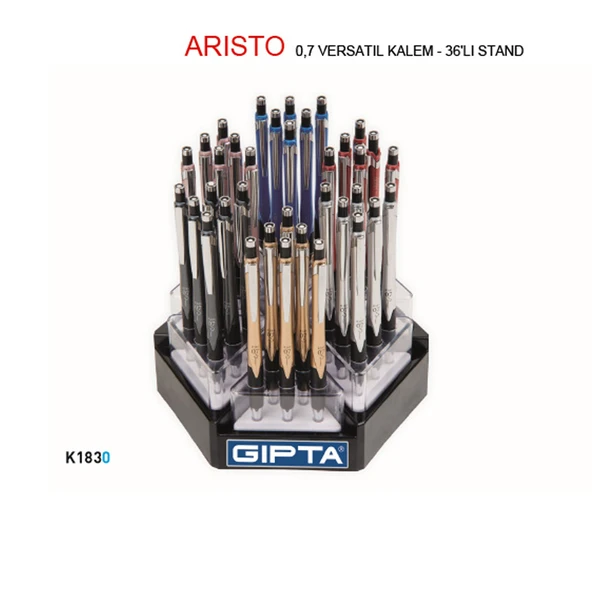 Gıpta Versatil Kalem Arısto 0.7 MM ( 36 Li Stand ) 6 Renk K1830 ürün görseli 1