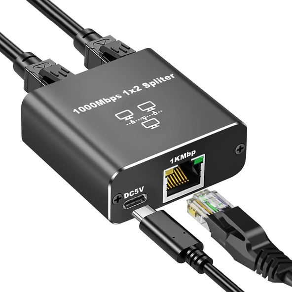 COVERZONE ZR861 1 Gigabit Ethernet Anahtarı 2 Bağlantı Noktalı 1000Mbps RJ45 1 to 2 Ethernet Splitter ürün görseli 1