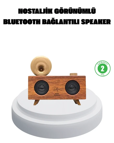 Çift Hoparlörlü Bluetooth Gramofon Speaker – Fm Radyo, Usb, Sd Kart Aux Girişli ürün görseli 1