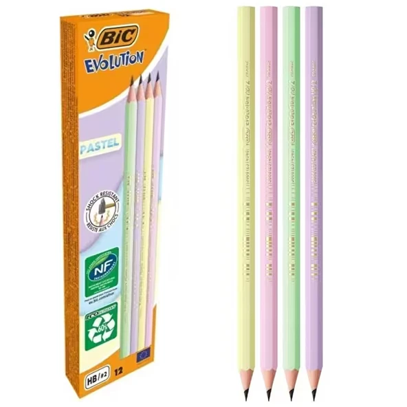 Bic Kurşun Kalem Evol Pastel 12 Lİ 518307 ürün görseli 1