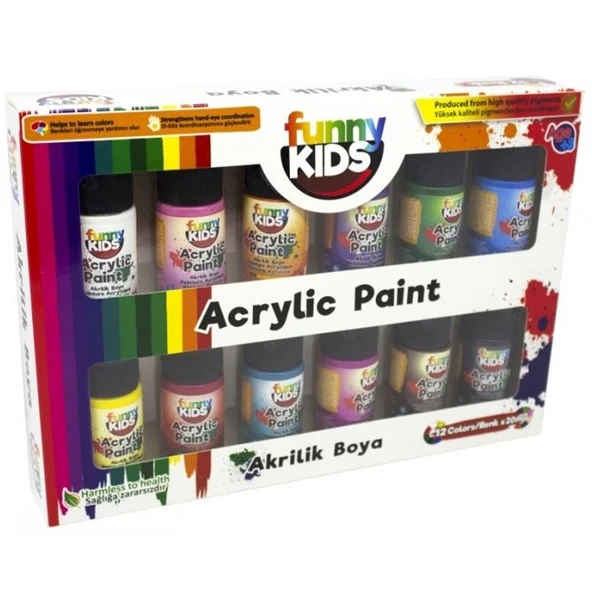 Funny Kids Akrilik Boya 12 Li Set 20 ML ürün görseli 1
