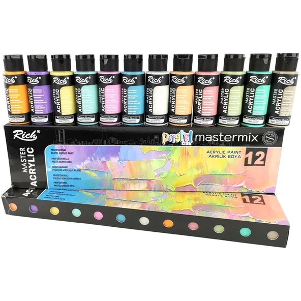 Rich Akrilik Boya Master Mix Pastel Renk Set 12 Li 06011409 ürün görseli 1