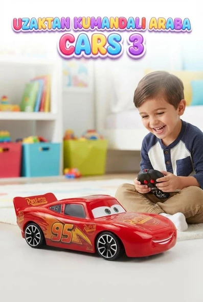 Cars Mcqueen Uzaktan Kumandalı Full Fonksiyonlu Eğlenceli Turbo Yarış Arabası - 19 cm ürün görseli 1