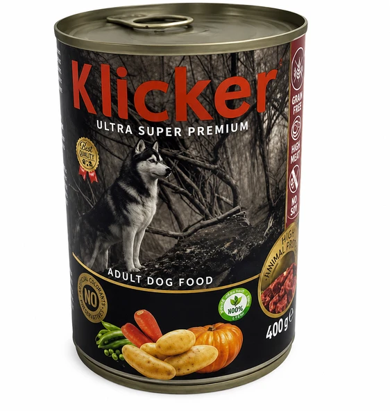 Klicker 12'li Biftekli Sebzeli Köpek Konservesi 400 gr ürün görseli 1
