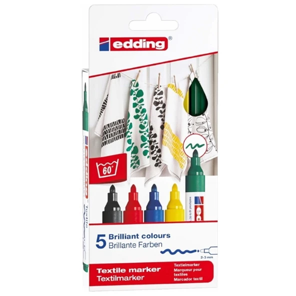 Edding T-shirt Kalemi Yuvarlak Uçlu Basıc 2-3 MM 5 Lİ 4500/5S ürün görseli 1