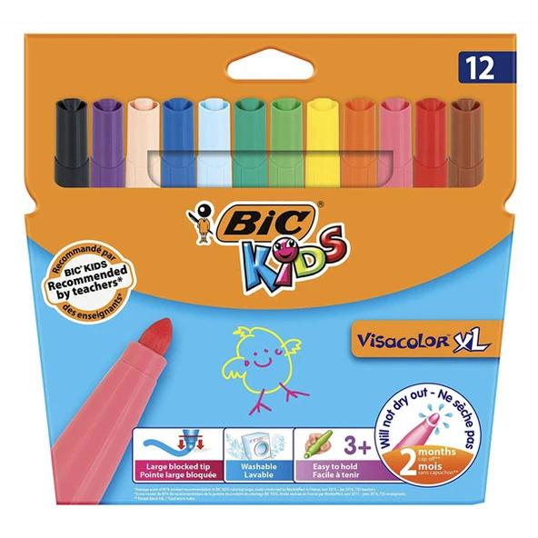 Bic Keçeli Boya Kalemi Visa XL Jumbo 12 Lİ 8922231 ürün görseli 1