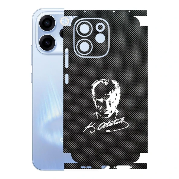 Oppo Reno 15F ile Uyumlu Bumper Serisi Premium Kaplama 360  Atatürk İmzalı Siyah ürün görseli 1