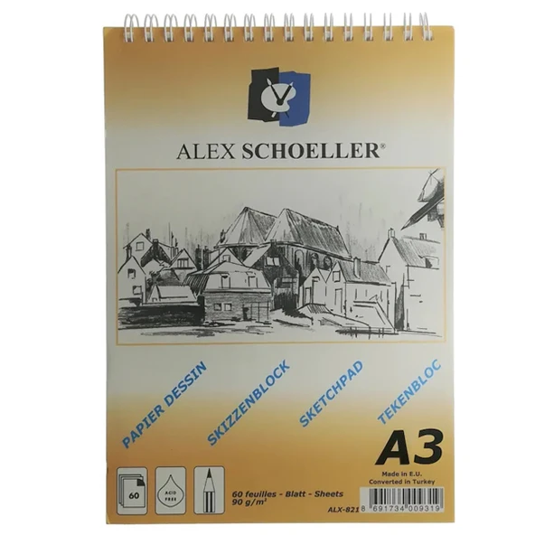 Alex Schoeller Aydınger Bloknot Eskiz Spiralli 60 YP A3 90 GR ALX-822 ürün görseli 1