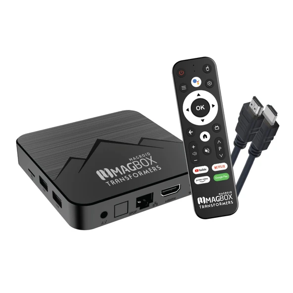 MAGBOX MAGROID TRANSFORMERS 32 GB HDD 4 GB RAM BLUETOOTH 5G SES KOMUT KUMANDALI DAHİLİ WİFİ ANDROID TV BOX ürün görseli 1