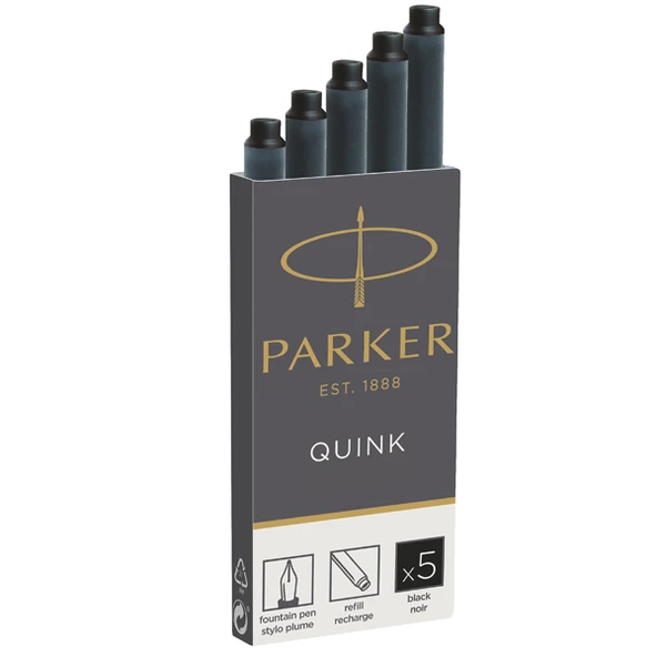 Parker Dolma Kalem Kartuşu Quink Siyah 5 Lİ 1950382 ürün görseli 1