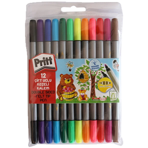 Pritt Keçeli Boya Kalemi Çift Uçlu 12 Renk 1687977 ürün görseli 1