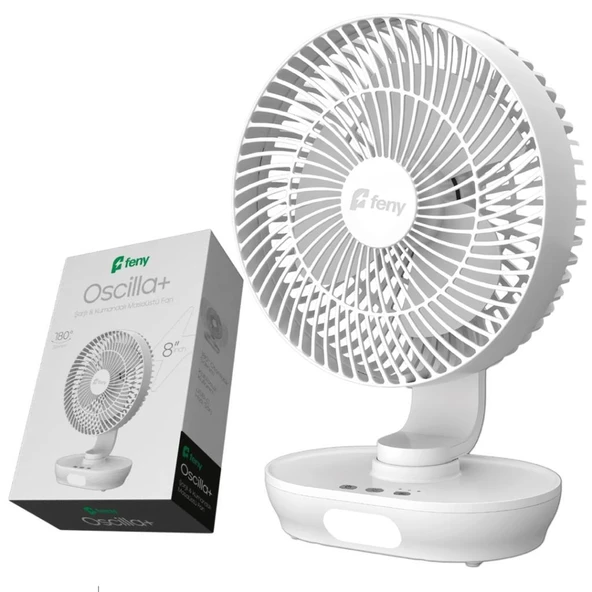 FENY FN-F88 OSCİLLA 3 KADEME HIZ AYARLI 180° 3000 MAH ŞARJLI 8" MASÜSTÜ FAN VANTİLATÖR ürün görseli 1