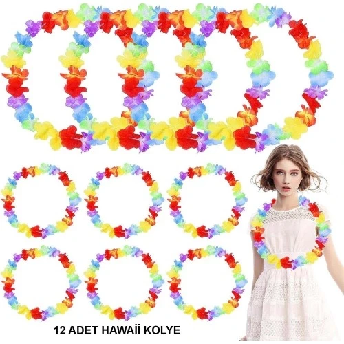Hawaii Çiçekli Boyun Kolyesi 12 Adet ürün görseli 1