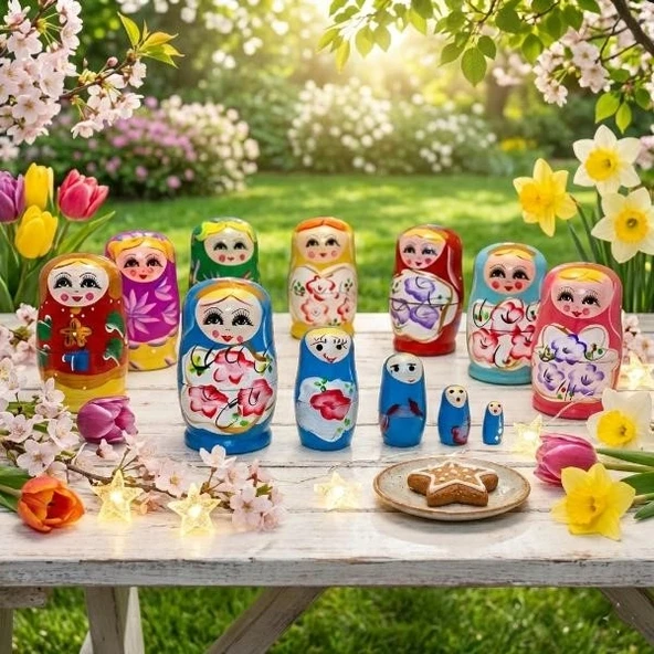 5'li Ahşap Matruşka - Resim 2