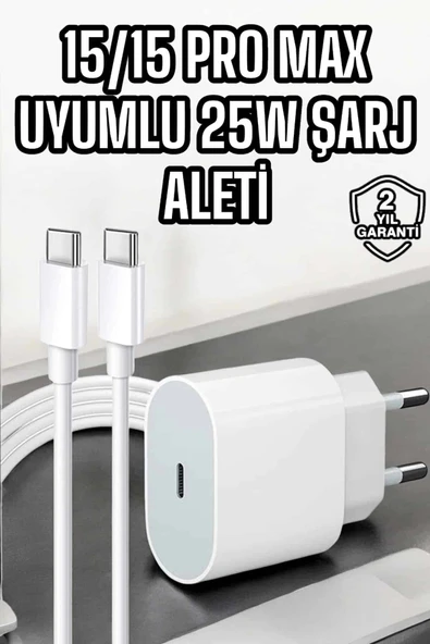 İOS Uyumlu Type-C Girişli Hızlı Şarj 15/15 Pro Max Adaptör ve Kablosu ürün görseli 1