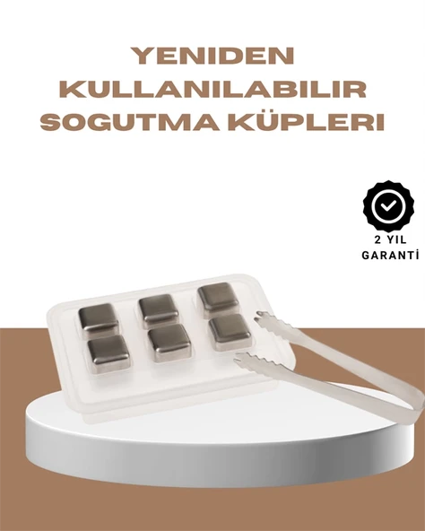 Yeniden Kullanılabilir 304 Çelik Metal Buz Küpleri 4'lü Set ürün görseli 1