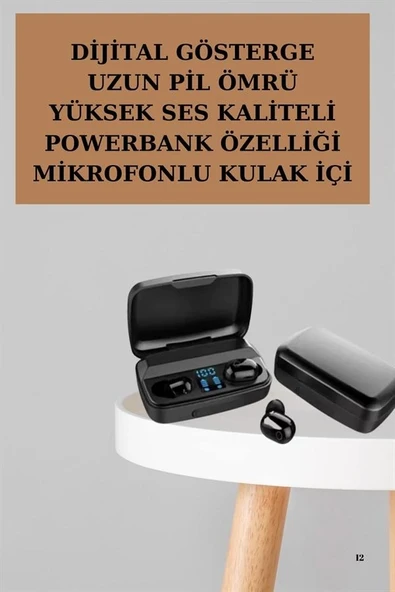 Yeni Nesil TWS Kablosuz Kulaklık Güçlü Batarya Yüksek Kalite Bluetooth 5.0 ANC Özelliği ürün görseli 1