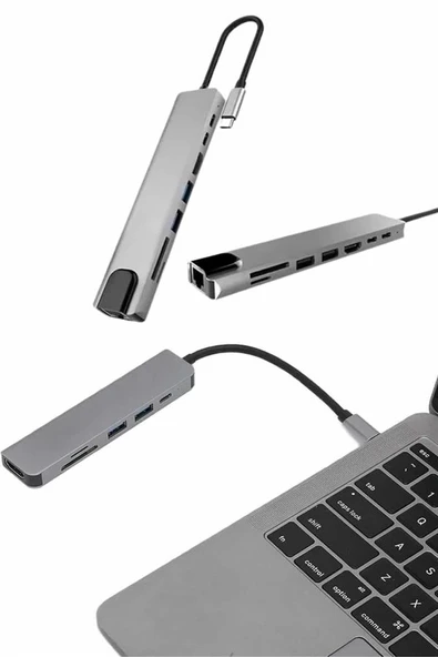 Çevirici Dönüştürücü Adaptör Macbook 3 In 1 Type-C To Hdmı USB 3.0 ürün görseli 1