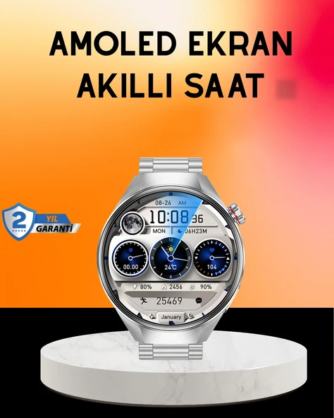 Akıllı Saat AMOLED Ekran Bluetooth Aramalı – Nabız, Uyku ve Spor Takipli ürün görseli 1