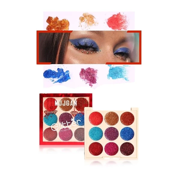 9 Renk Glitter Diamond Far Paleti - 2'li Set - Resim 4