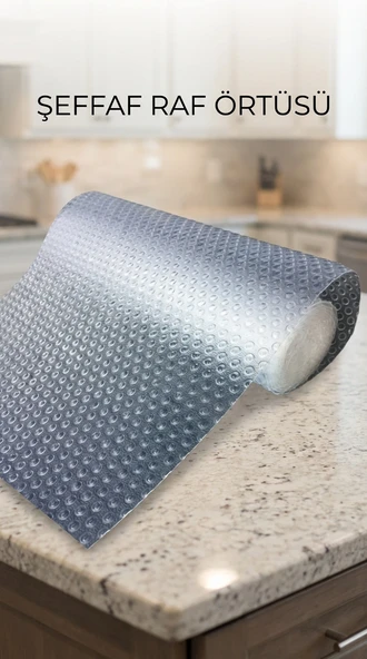 Mutfak Dolap İçi Kaydırmaz Şeffaf Raflık Örtüsü 45x300 cm Pvc Koruyucu ürün görseli 1