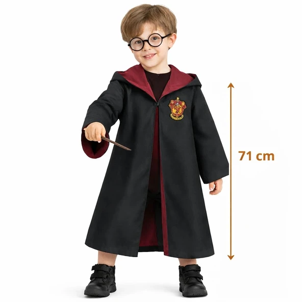 Harry Potter Çocuk Bebek Kostüm Seti – Asa Gözlük Pelerin 71 cm (2-4 Yaş) ürün görseli 1