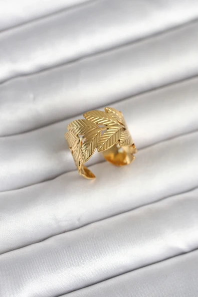 316L Çelik Gold Renk Başak Modeli Kadın Yüzük ürün görseli 1