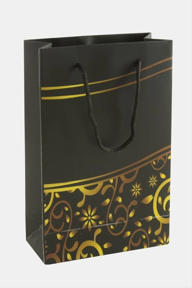 11*17 Çiçek Desenli İpli Karton Çanta 1 Adet ürün görseli 1